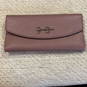 Jessica Simpson Maroon Leather Slim Wallet